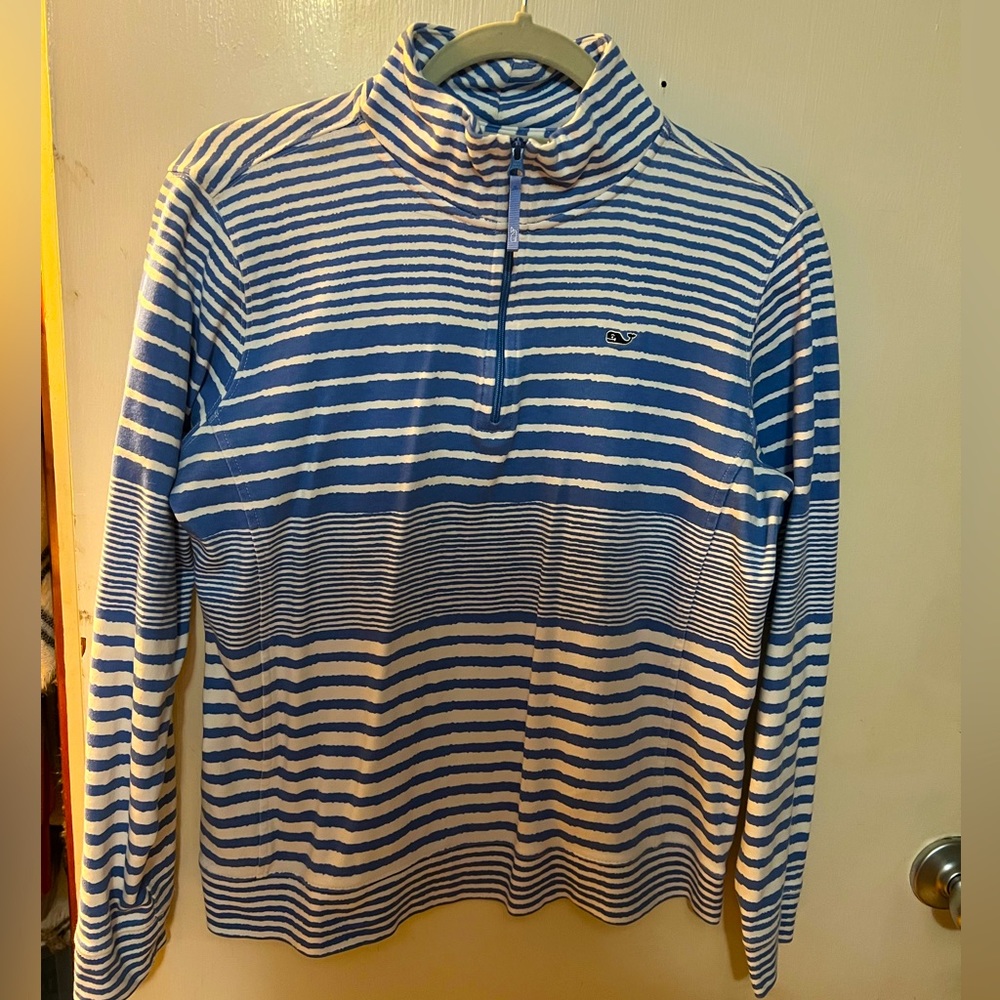 Womans Vineyard Vines striped 1/4 zip size small